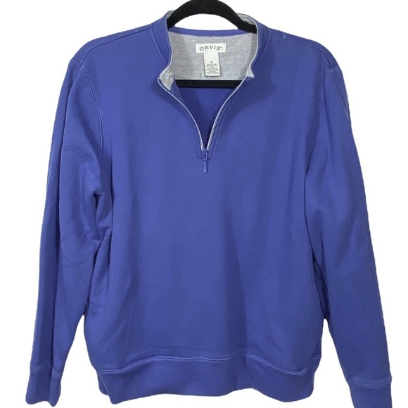 ORVIS cotton quarter zip pullover sweatshirt mock neck unisex men M women L - Picture 2 of 4
